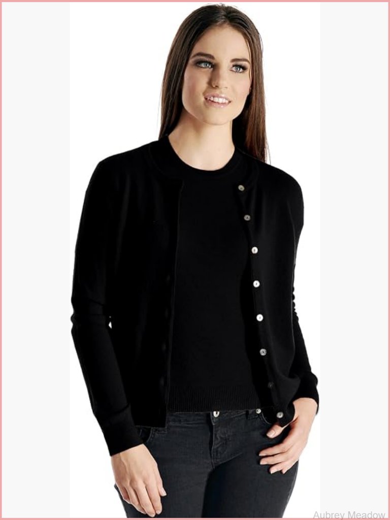 100% Cashmere Cardigan Twin Set - Women's Classic Long Sleeve Button Down